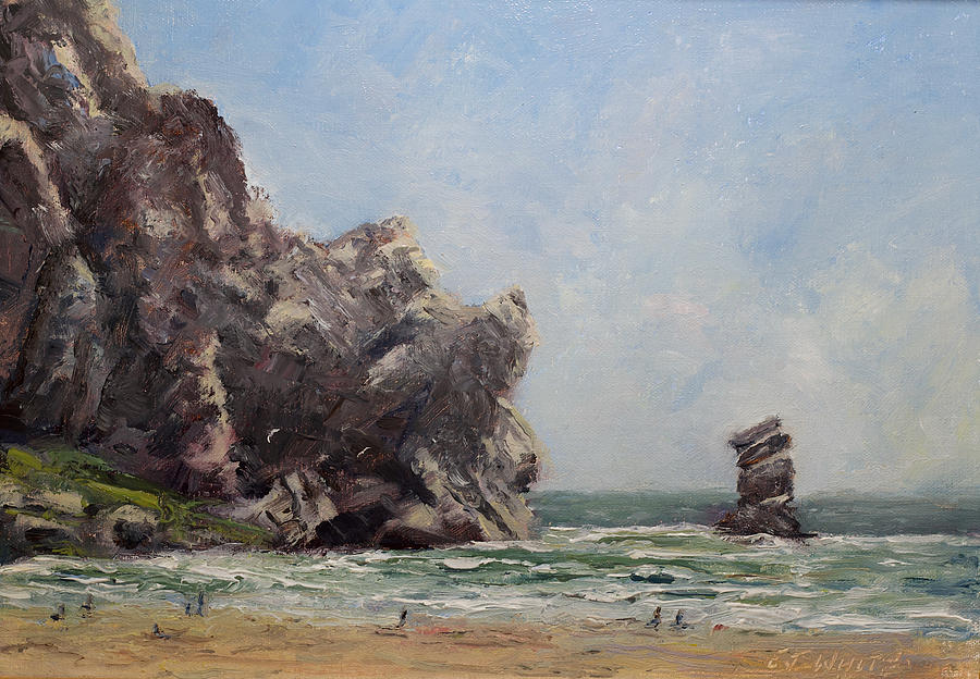 Northside of Morro Rock Painting by Edward White