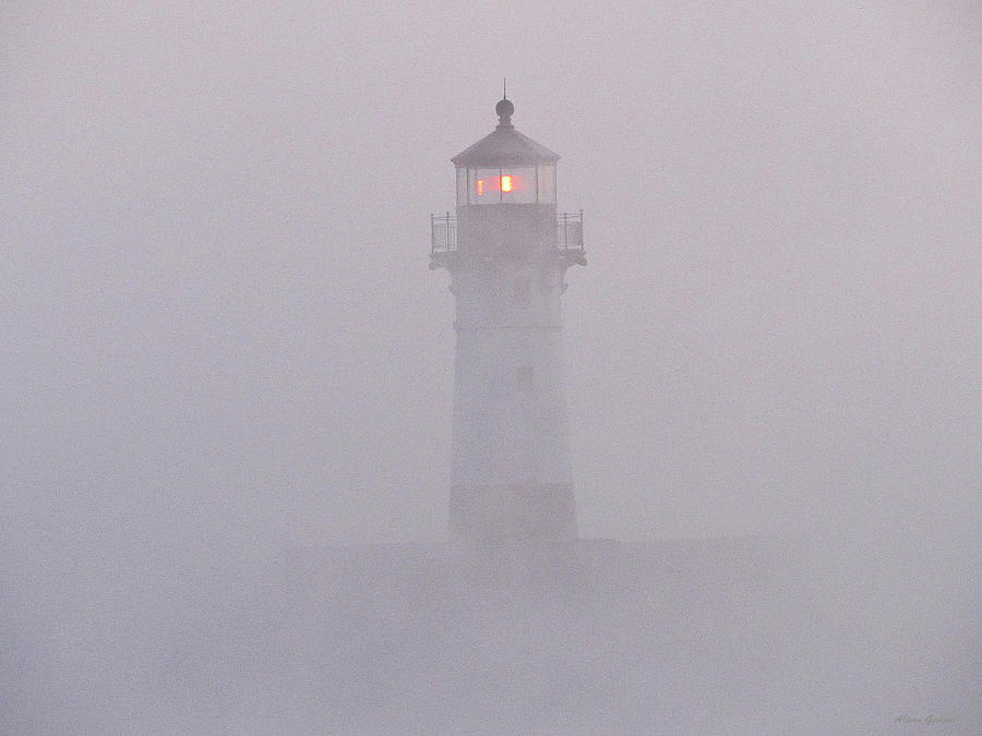 North Pier Lighthouse In Sea Smoke Photograph