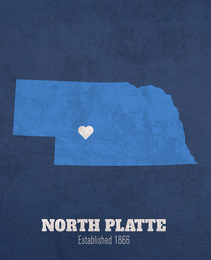 North Platte Nebraska City Map Founded 1866 Creighton University Color ...