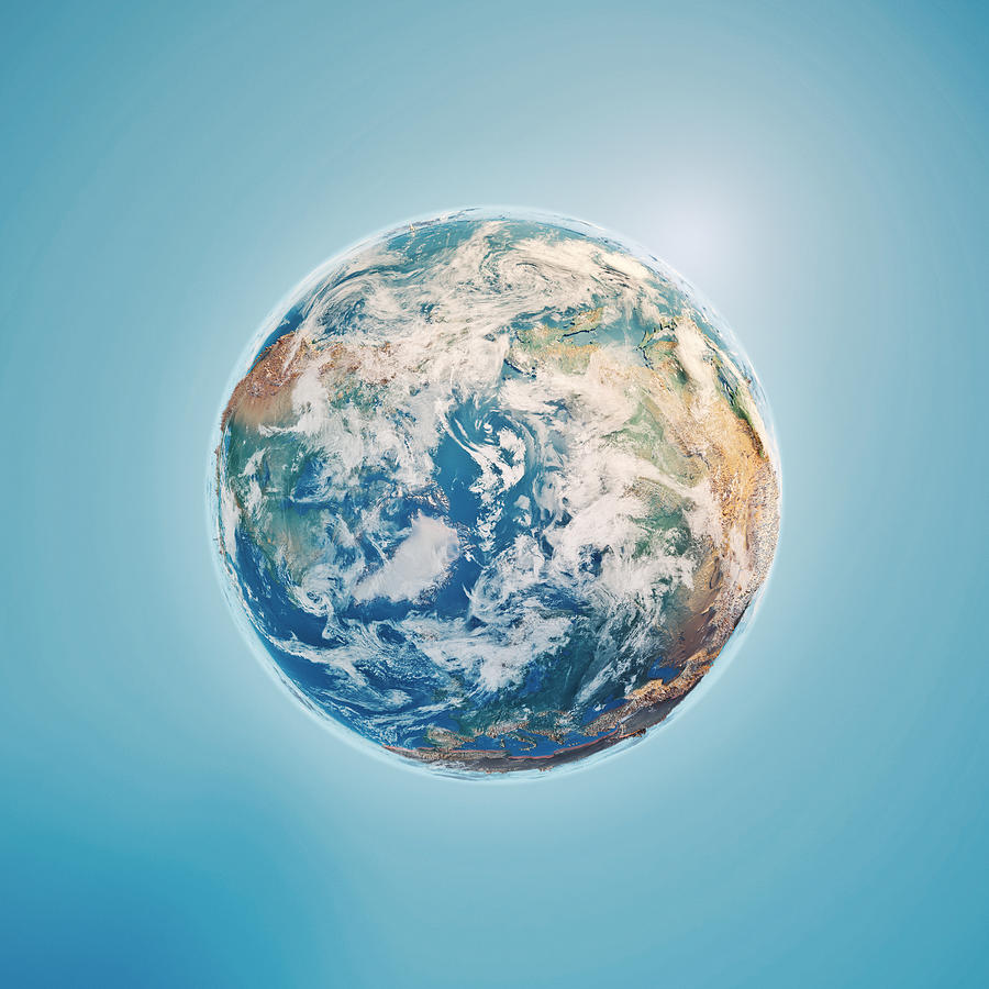 North Pole 3D Render Planet Earth Clouds Photograph by FrankRamspott