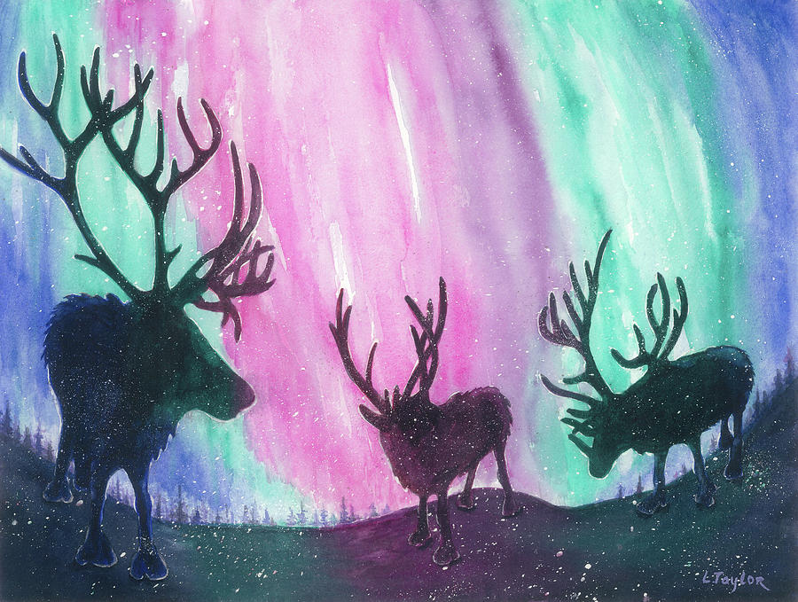 North Pole Nightlife Painting by Lori Taylor