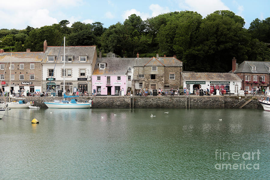 Boat Photograph - North Quay Gallery and Shops Padstow Harbour by Terri Waters