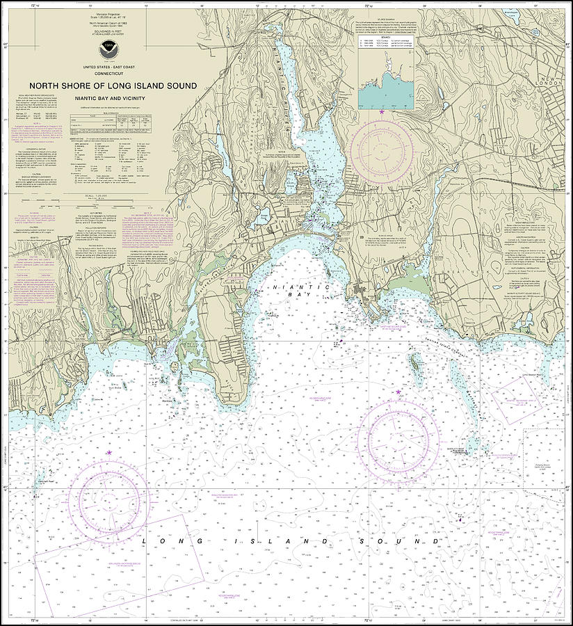 North Shore Of Long Island Sound Nautical Chart No Borders Digital Art By John Gernatt