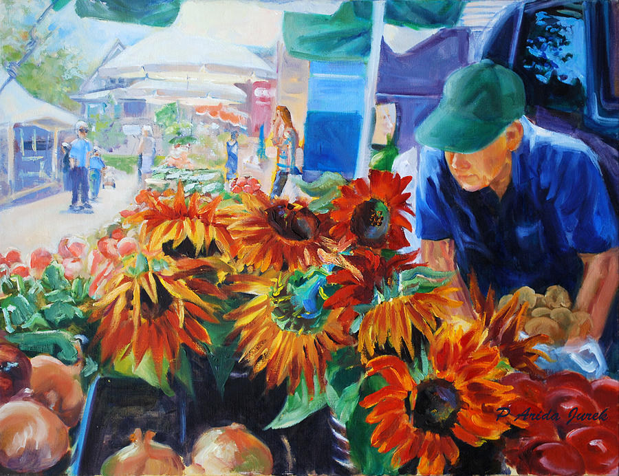 North Tonawanda Farmers Market Painting By Paulette Arida Jurek