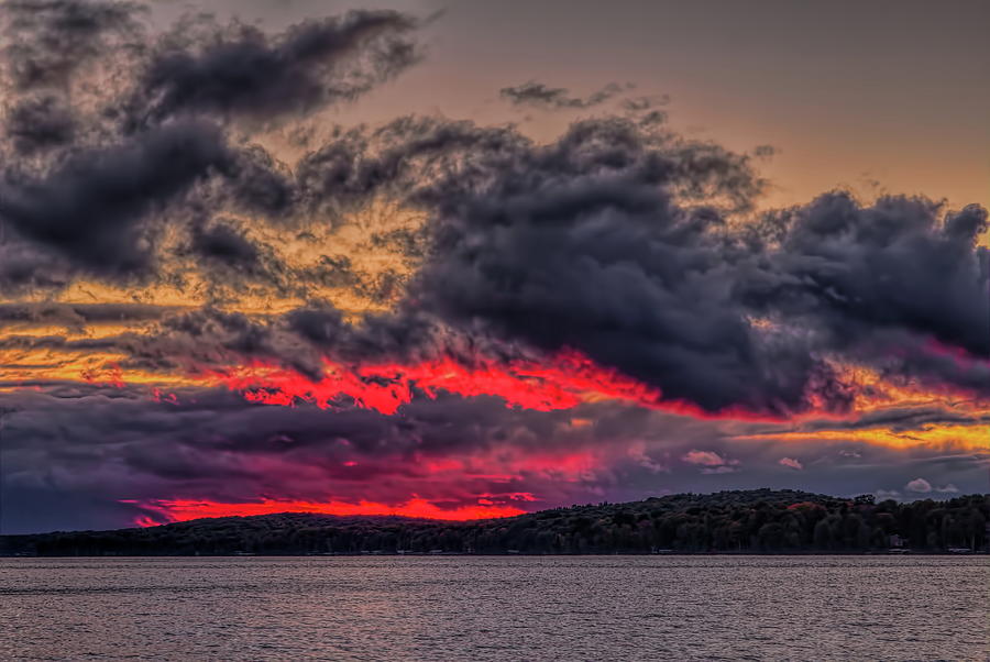 North Twin Lake Red Glow Sunset Photograph by Dale Kauzlaric