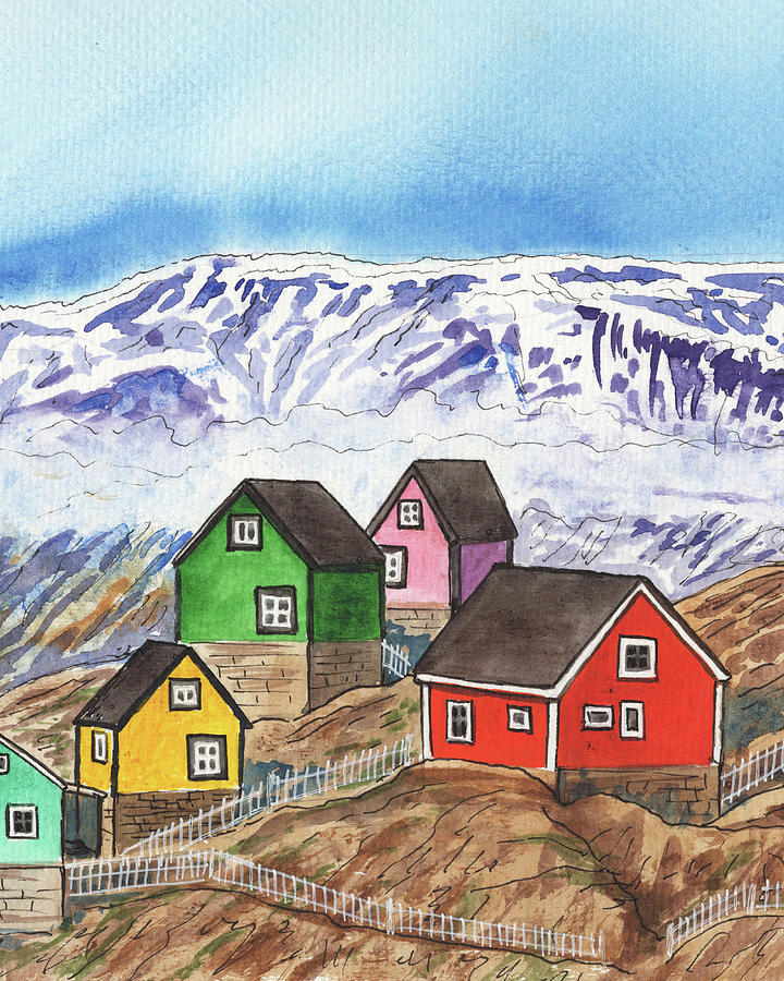 Northern Beauty Colorful Village In The Mountains   Painting by Irina Sztukowski