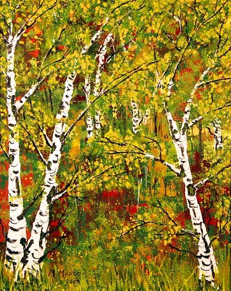 Northern Birches Painting by Marlene Moore