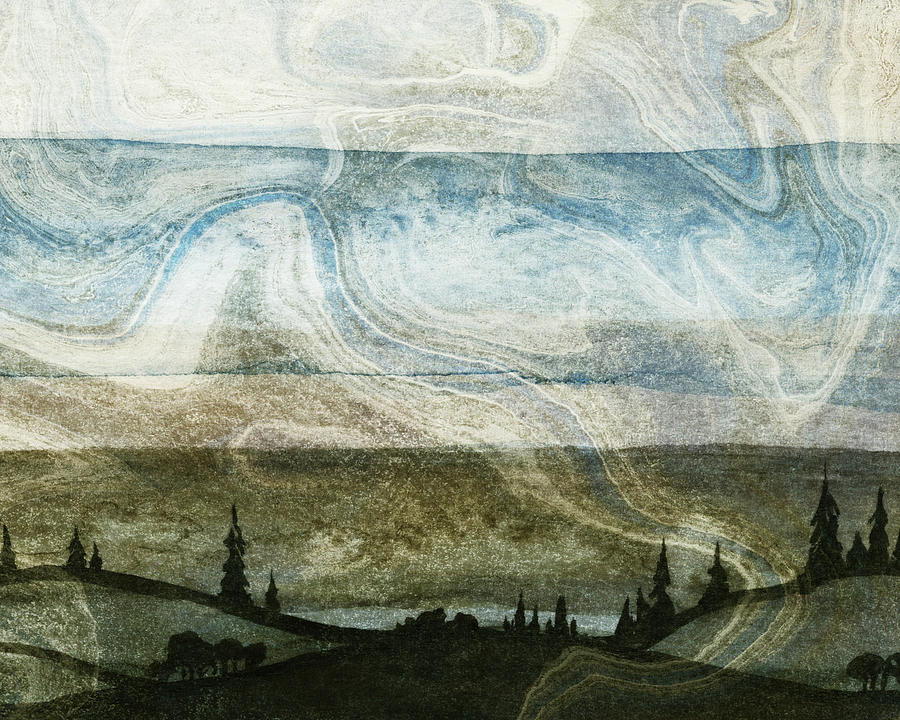 Northern Breeze In The Hills Watercolor Landscape   Painting by Irina Sztukowski