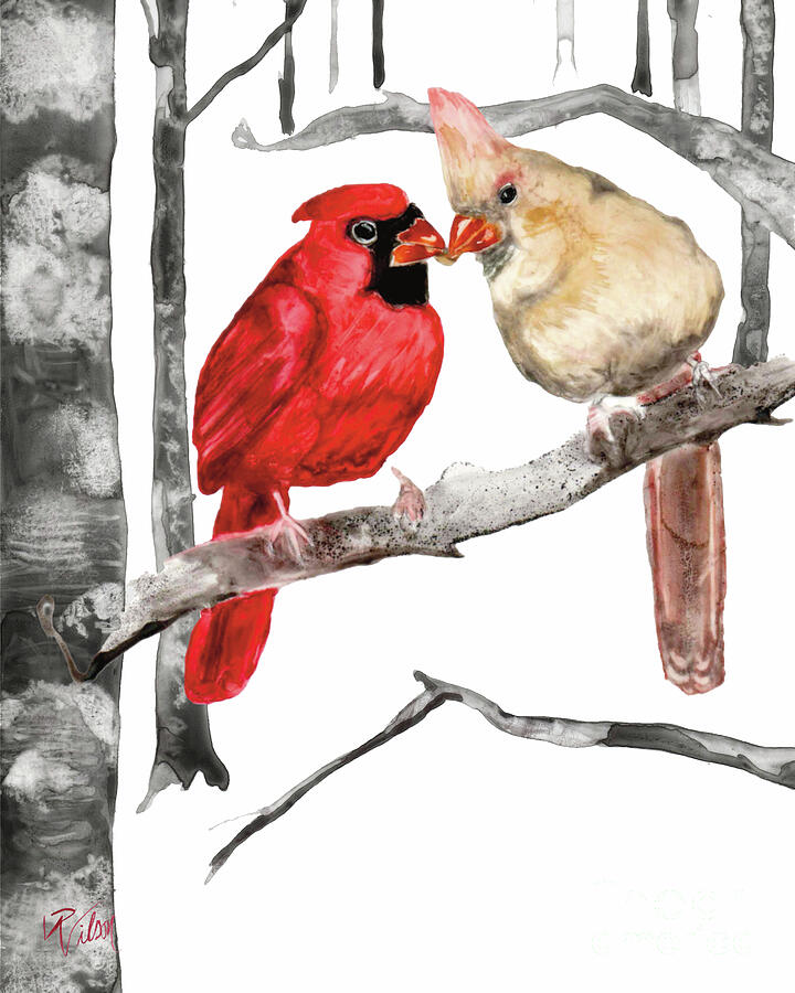 Northern Cardinal Couple Painting