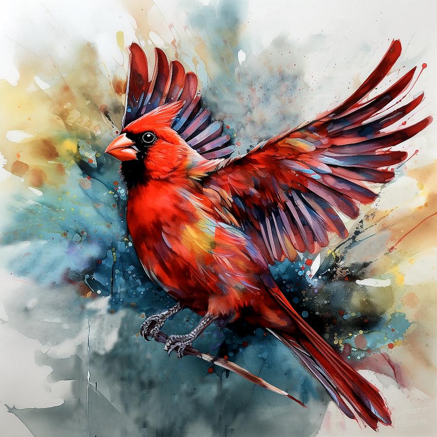 Cardinal Digital Art - Northern Cardinal Taking Wing by Patricia Keith
