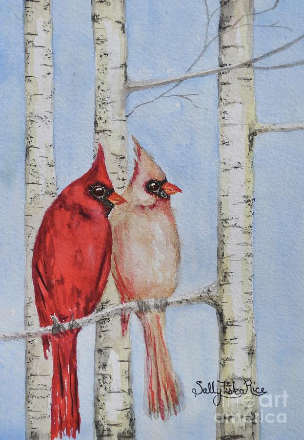 Cardinal Painting - Northern Cardinals  by Sally Tiska Rice