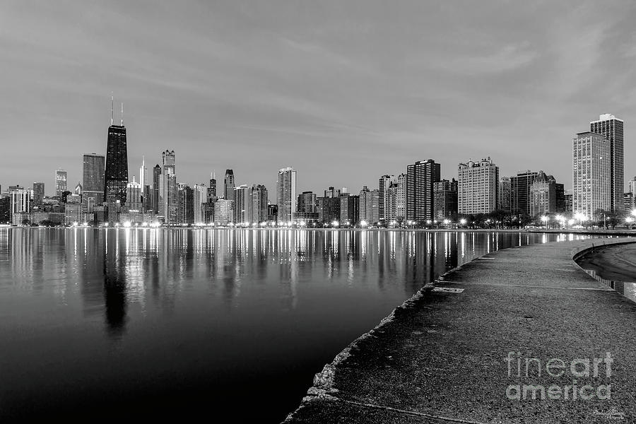 Northern Chicago Cityscape Grayscale Photograph by Jennifer White