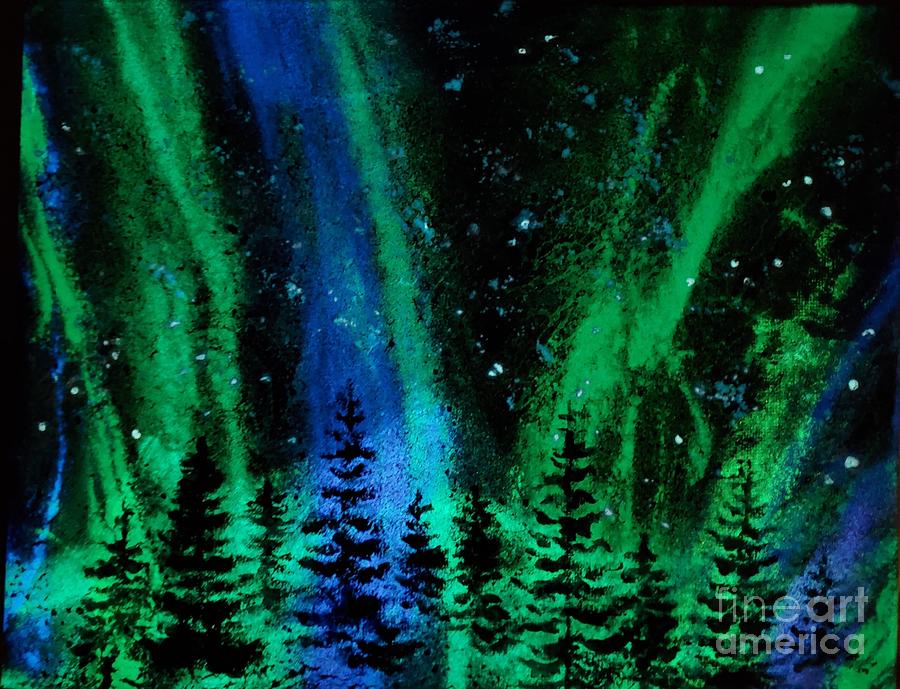 Northern Light Show Glow Painting by Deborah Ronglien