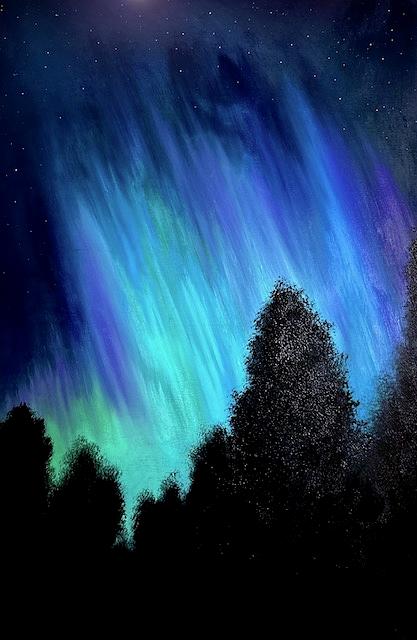 Northern Lights Above The Trees Painting by Willy Proctor