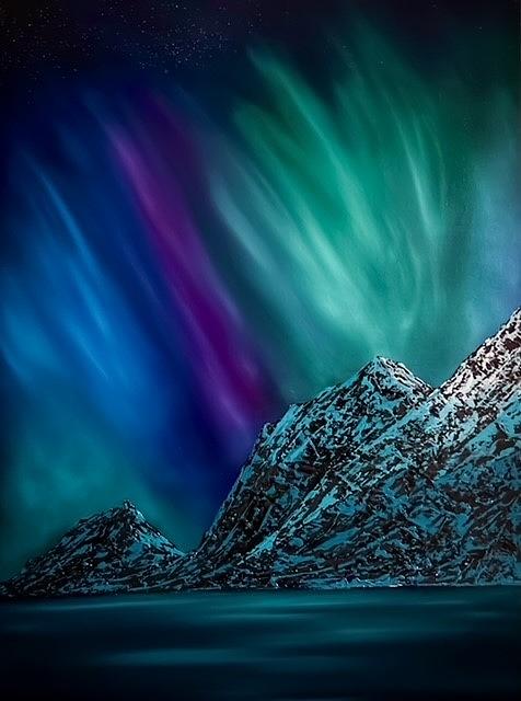 Northern Lights at night Painting by Willy Proctor