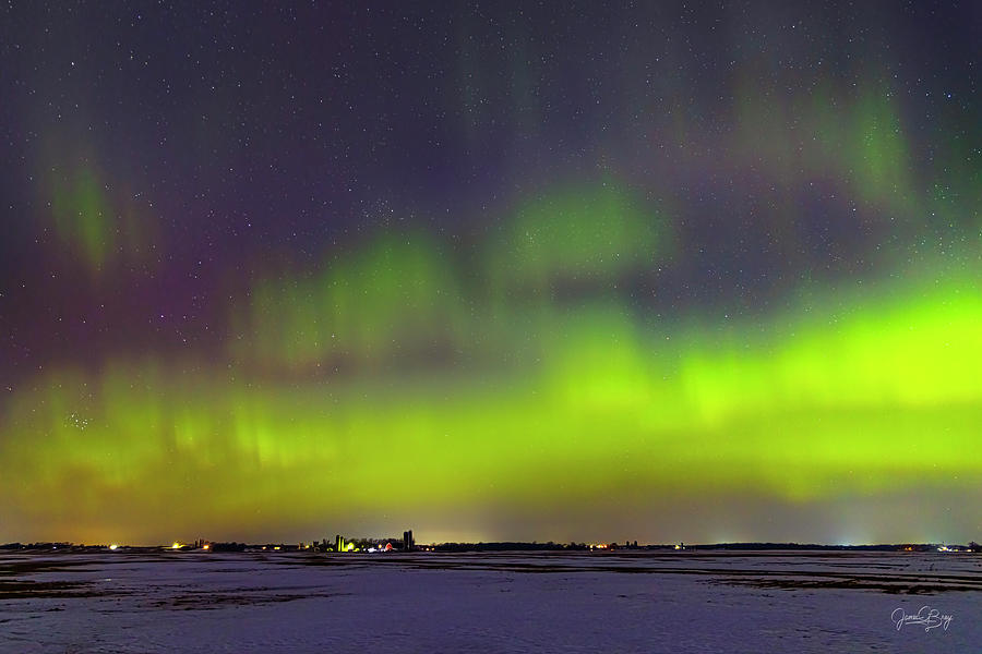 Northern lights, Aurora Borealis over rural landscape Photograph by ...