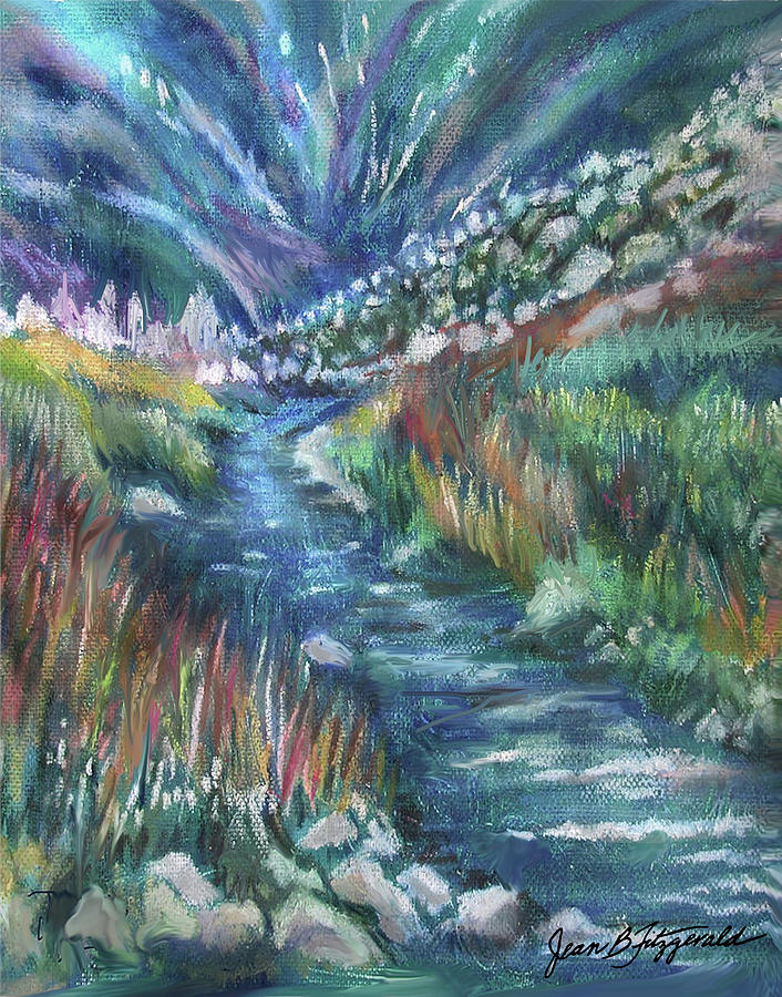 Northern Lights Brook Pastel by Jean Batzell Fitzgerald