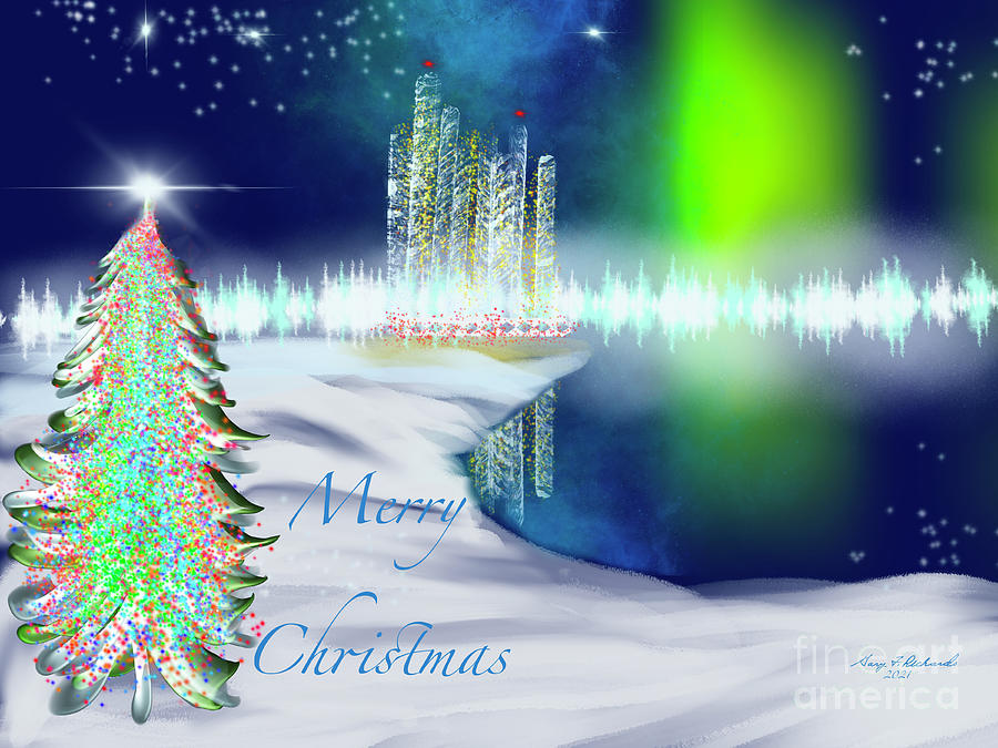 Northern Lights Christmas Card Digital Art