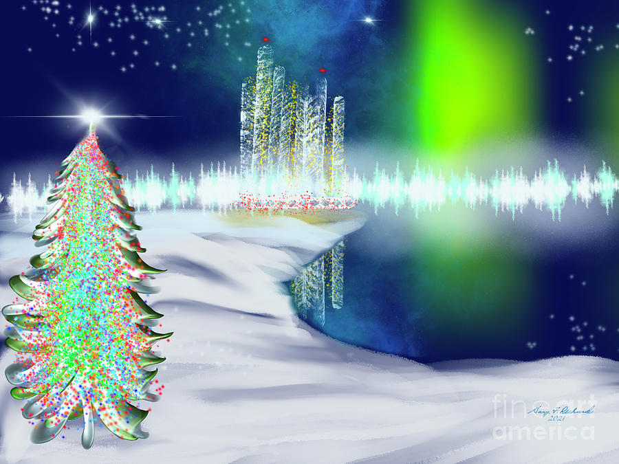 Northern Lights Christmas Digital Art