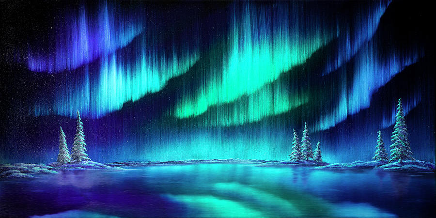 Northern Lights - Horizontal Painting by Lori Grimmett