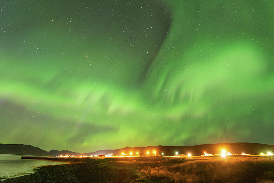 Northern lights in Grundarfjordur, Iceland Digital Art by Michael Lee