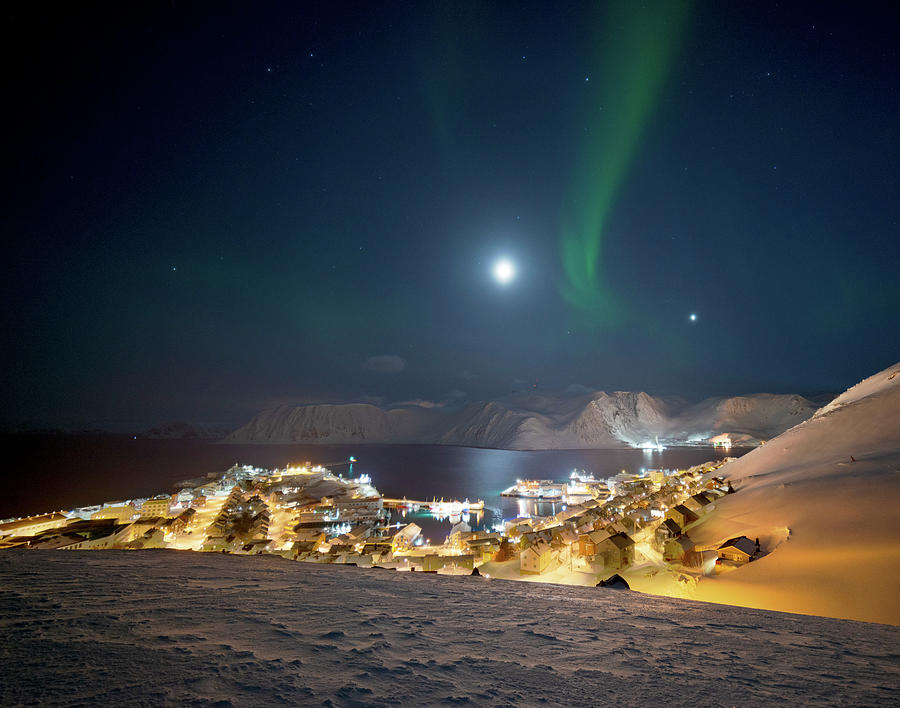 Northern Lights Moon And Venus In Norway Photograph By Jon Lundal