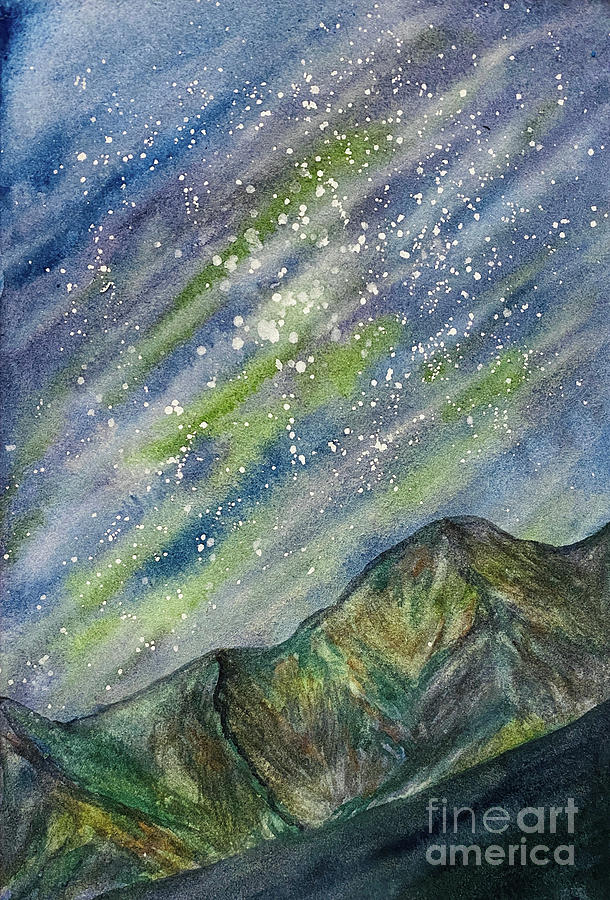 Northern Lights Obstruction Point Painting by Lisa Neuman