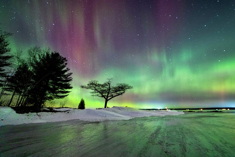 Northern Lights Over Detroit Point Photograph by Ron Wiltse