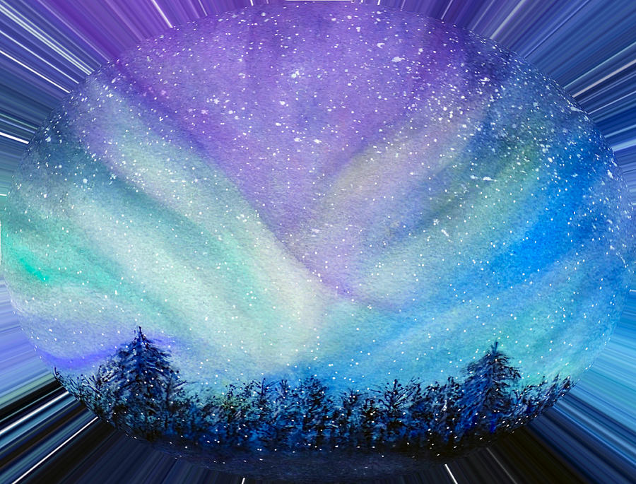 Northern Lights Snow Globe Digital Art by Ronald Mills