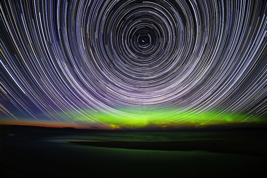 Northern Lights with Star Trails Photograph by Shixing Wen