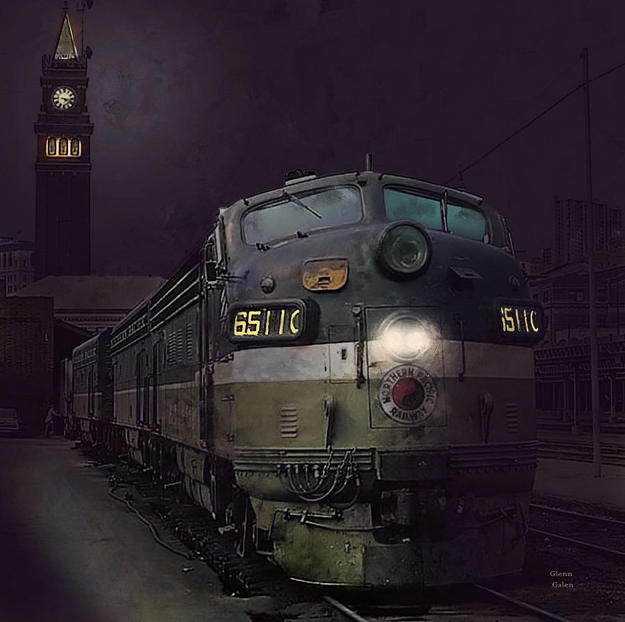 Northern Pacific Locomotive - Seattle Painting by Glenn Galen