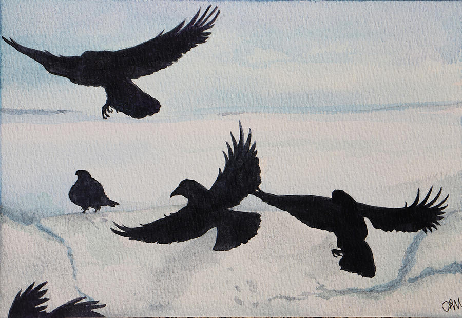 Northern ravens Painting by Lisa Mutch