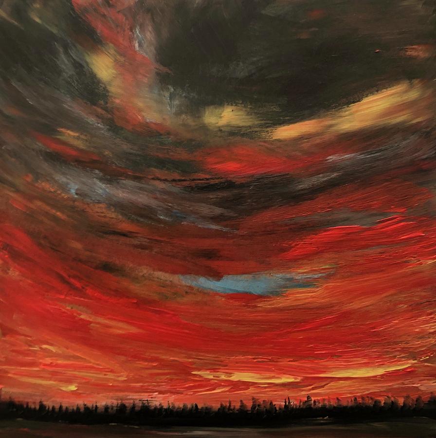 Northern Sky all a Fire Painting by Desmond Raymond