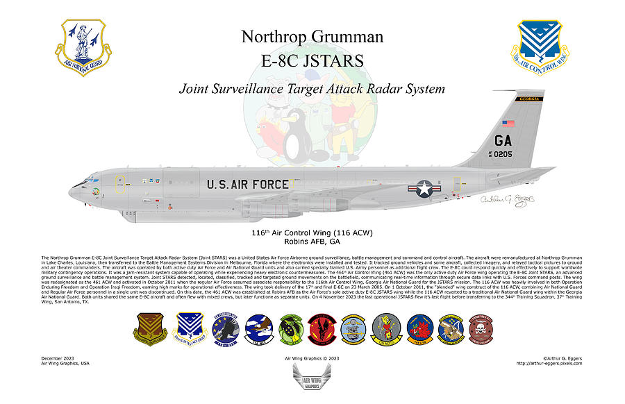Northrop Grumman E-8C JSTARS 0205 Digital Art by Arthur Eggers