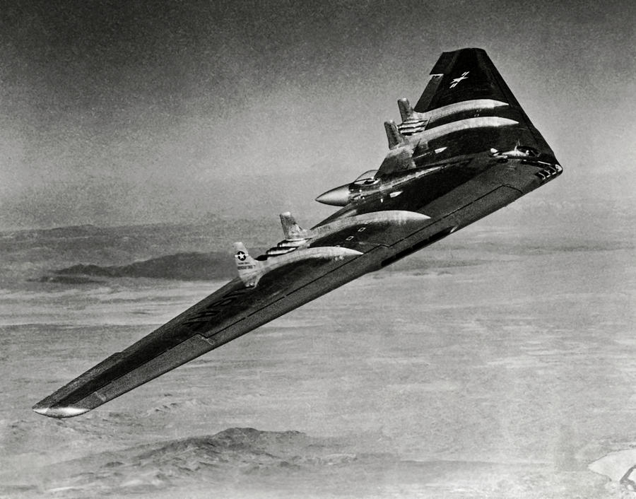 Black And White Photograph -  Northrop YB-49 Flying Wing by Underwood Archives
