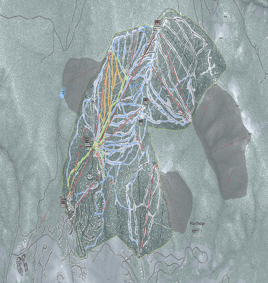 Northstar Ski Resort Map Digital Art By Powder Addicts | Pixels