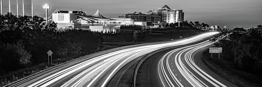 Northwest Arkansas Panoramic Skyline Over Highway 49 in Black and White Photograph by Gregory Ballos