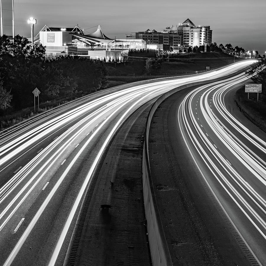 Northwest Arkansas Skyline Over Highway 49 in Black and White 1x1 Photograph by Gregory Ballos