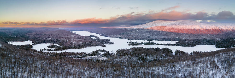 Norton Pond, Vermont Winter Sunset Panorama Photograph by John Rowe