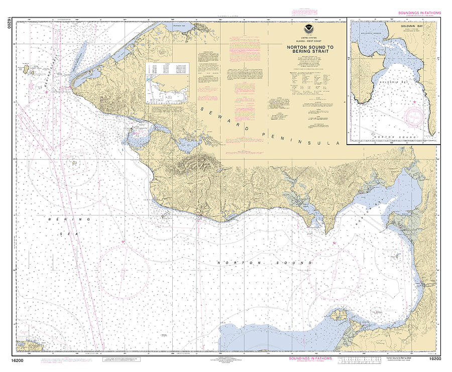 Norton Sound To Bering Strait Alaska, Noaa Chart 16200 Digital Art by ...