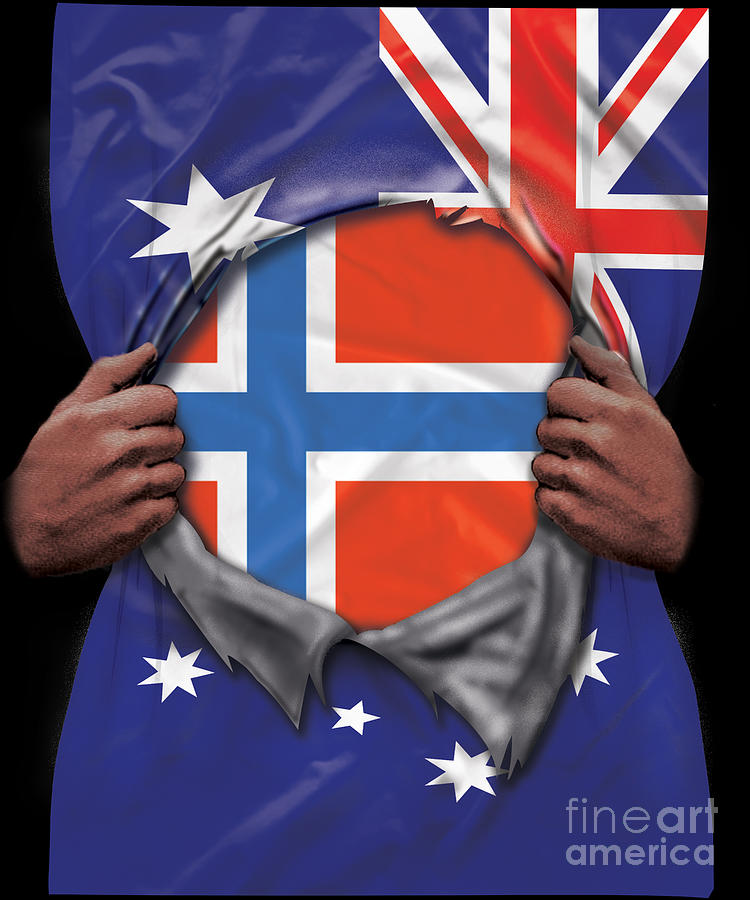 Norway Flag Australian Flag Ripped Digital Art By Jose O