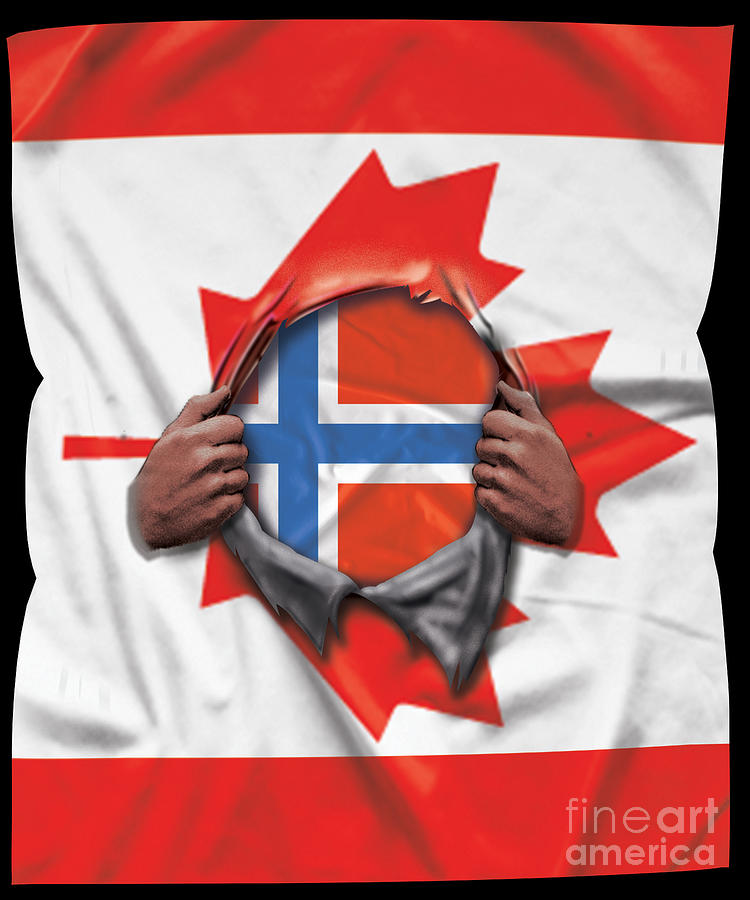 Norway Flag Canadian Flag Ripped Digital Art By Jose O