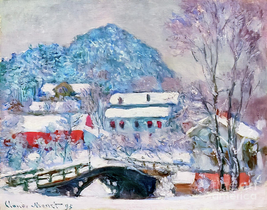 Norway, Sandviken Village in the Snow by Claude Monet 1895 Painting by Claude Monet