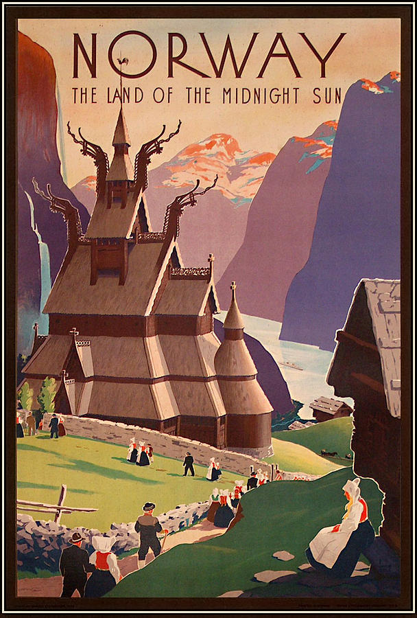 Mountain Painting - Norway, vintage travel poster by Long Shot