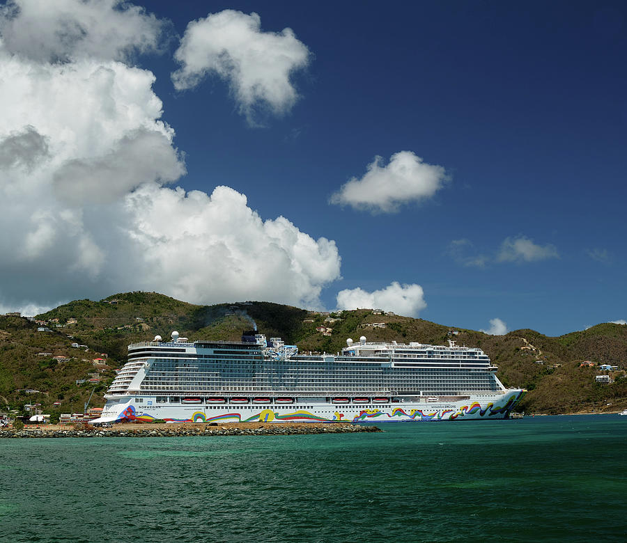 Paradise Photograph - Norwegian Encore at Road Town dock. by Andy Millard