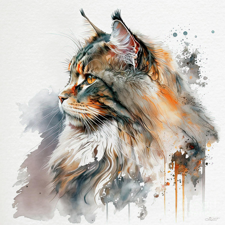 Norwegian Forest Cat Digital Art by Jutta Maria Pusl