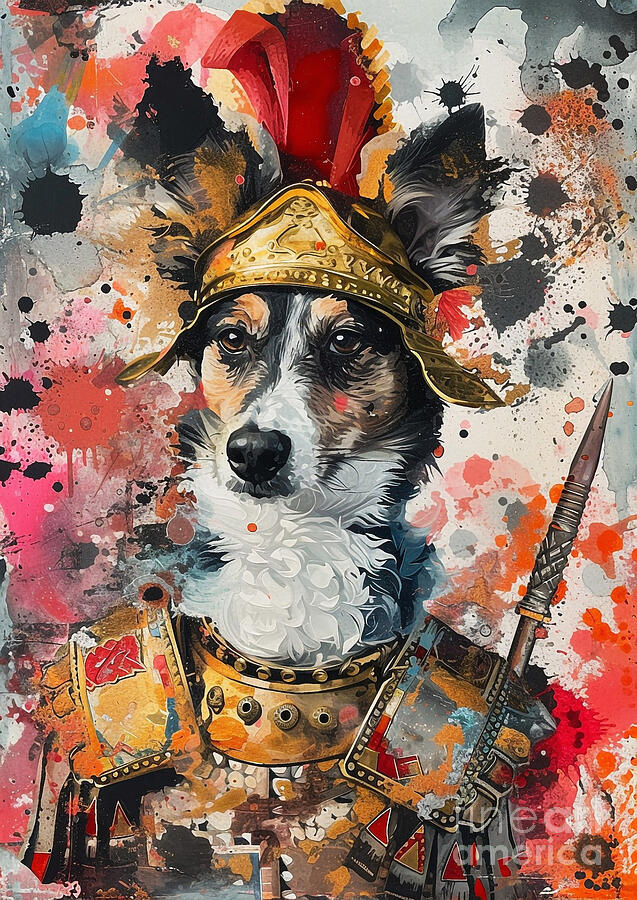 Abstract Painting - Norwegian Lundehund - equipped for Roman naval expeditions, adaptable and agile by Adrien Efren