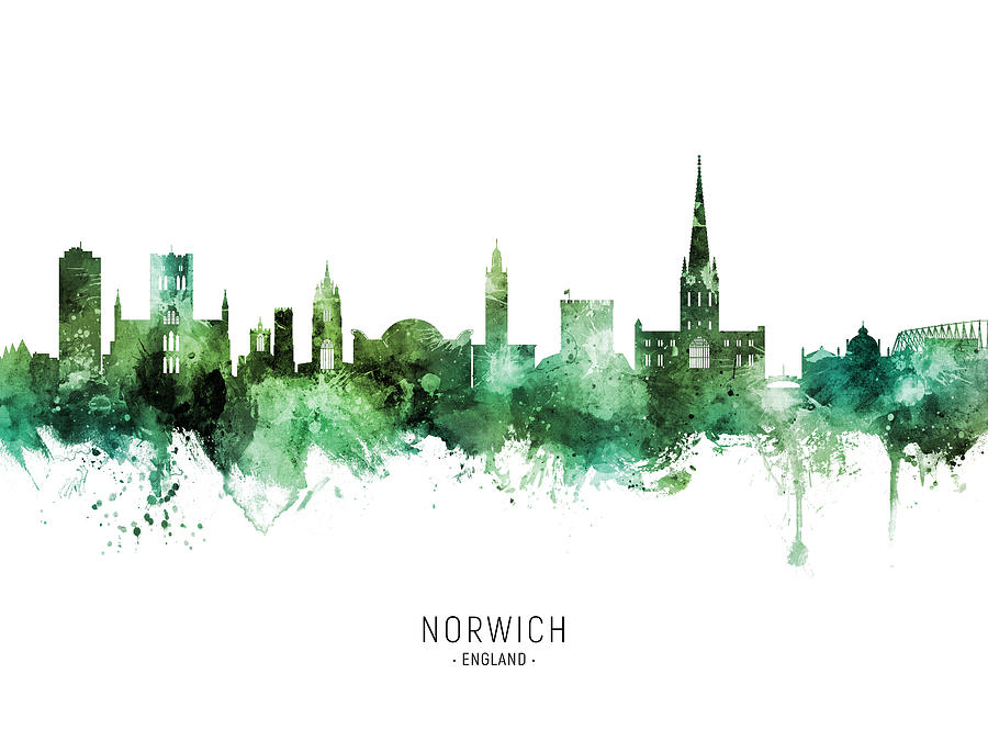 Norwich England Skyline #58b Digital Art by Michael Tompsett