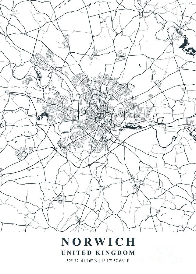 Norwich - United Kingdom Dusk Plane Map Photograph by Tien Stencil - Pixels