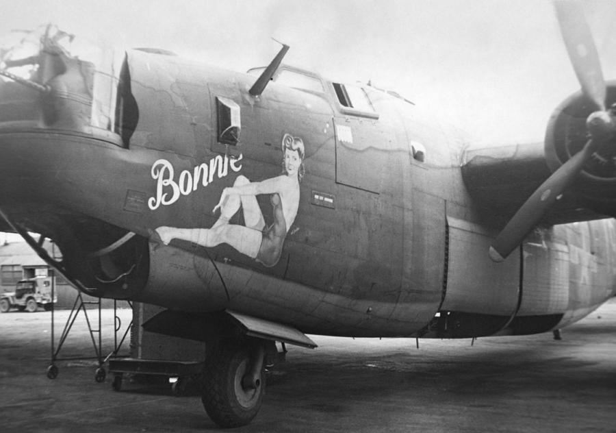 Nose Art On B24 Liberator - WW2 England - Circa 1945 Photograph by War Is Hell Store